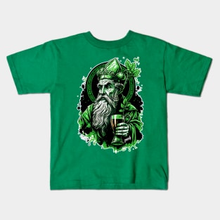 Funny Drunk Saint Patrick Drinking a Green Beer Graffiti by gnarly Kids T-Shirt